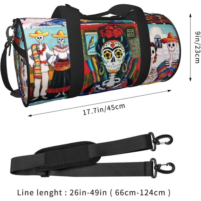 Сумка-мішок День Мертвих, спортивна сумка для фітнесу та подорожей, велика дорожня сумка для покупок, сумка на нічліг та на вихідні для жінок та чоловіків