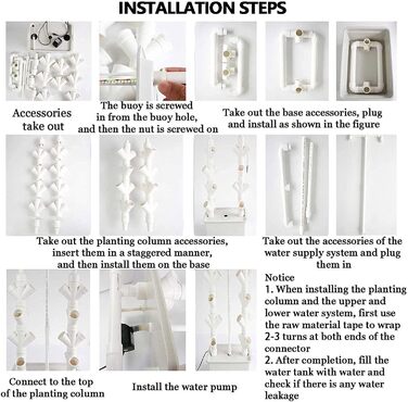 Гідропонна система CAZARU, 45 отворів, 15-ярусний набір для гідропонного вирощування, система безґрунтового вирощування, аеропонна вежа з гідратаційним насосом, таймером, адаптером, грядкою для посіву та сітками