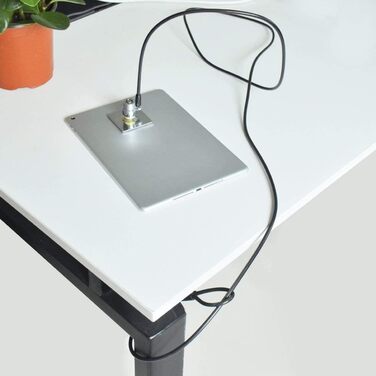 Замок для ноутбука з тросом проти крадіжки, анкерна пластина та 2 ключі, клейка пластина для фіксації, чорний