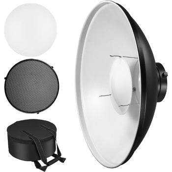 Стандартний відбивач Soonpho Beauty Dish 42 см/16 дюймів із чорною стільниковою решіткою, білим розсіювачем і сумкою для зберігання, світловідбивачем Photo Studio Strobe Flash для Bowens Mount Studio Flash