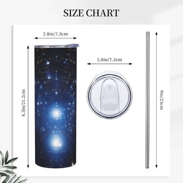 Кухоль з прямою трубочкою, дизайн із зоряним небом, дорожній кухоль, підходить для кемпінгу, офісу та дому, 590 мл
