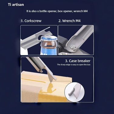 Набір титанових столових приборів ніж, виделка, ложка, відкривачка для пляшок, набір посуду з 4 предметів, легкий набір столових приборів для кемпінгу з футляром для перенесення, подорожей, пікніків, походів