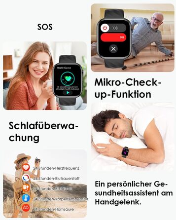 Новий смарт-годинник з ЕКГHRV/ІМТ/сечовою кислотою для чоловіків і жінок, 1,97-дюймовий AMOLED годинник для здоров&39я з Bluetooth-дзвінками, 24-годинний монітор серцевого ритму/сну/кров&39яного тиску/екстрений виклик SOS, фітнес-годинник для Android/iOS 