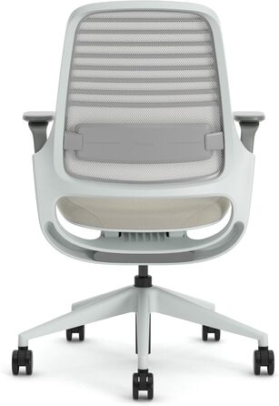 Ергономічне офісне крісло Steelcase серії 1 з поперековою опорою LiveBack та підлокітниками 4D, бежевого кольору, без підголівника