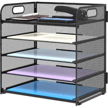 Органайзер для столу з ручкою, 5-рівневий органайзер для поштової скриньки, органайзер для лотка для документів для дому та школи, чорний