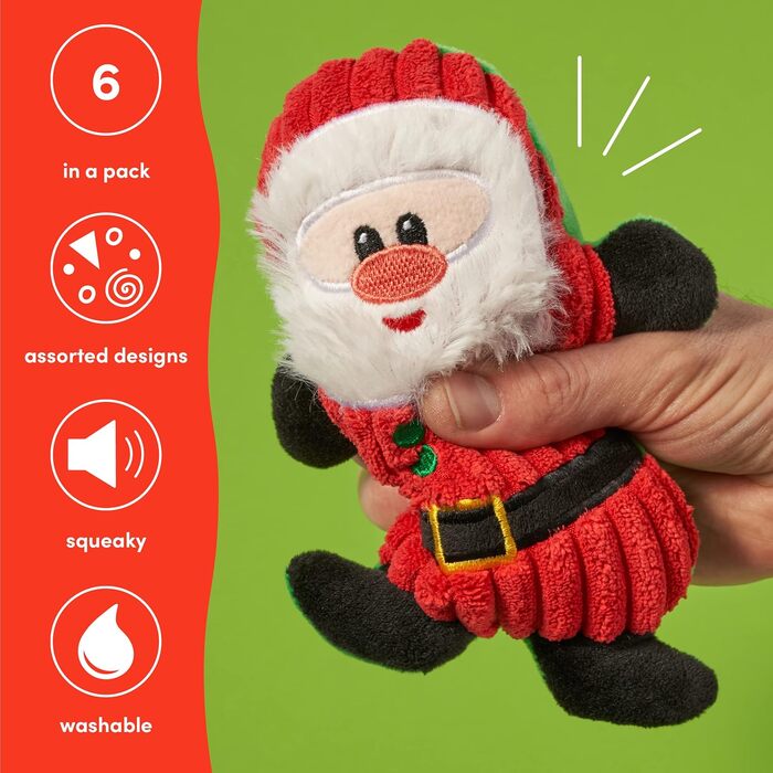 Набір плюшевих іграшок для собак THE TWIDDLERS, 6 шт., різдвяна тематика
