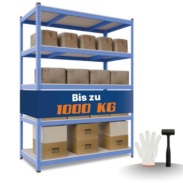 Міцний стелаж 180 x 150 x 60 см, вантажопідйомність 1000 кг, стелаж для зберігання, підвищена міцність сталі, металевий стелаж, стійкий до цвілі, стелаж для підвалу, стелаж без болтів, стелаж для майстерні (150 см з інструментами)