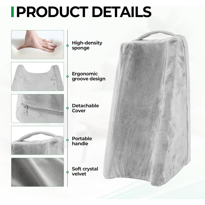 Подушка для підняття ніг, клиноподібна подушка, губчаста подушка для підняття рук, опора для ніг зі знімним чохлом для прямого коліна та руки, знімає набряк та біль