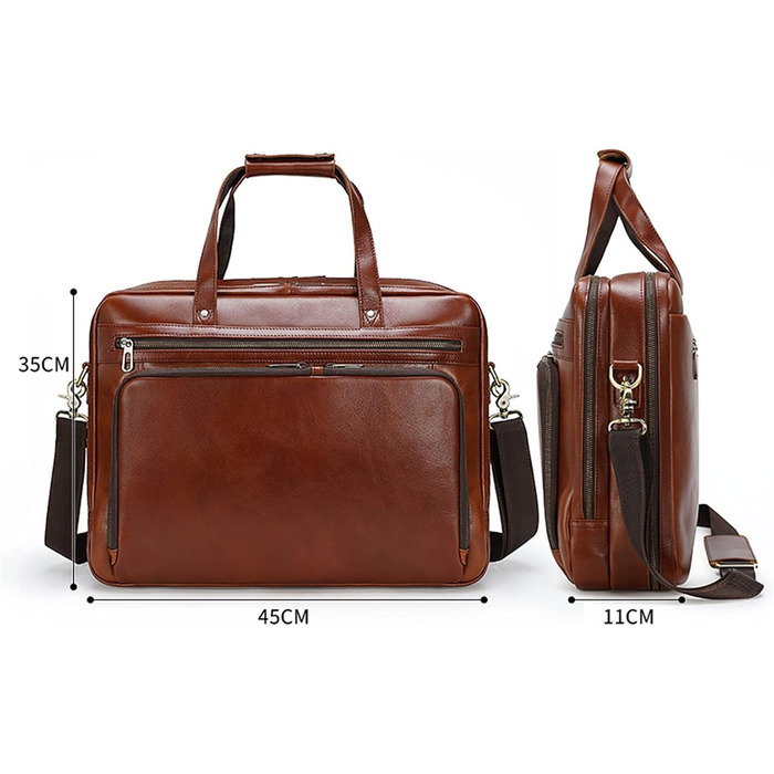 Ділова сумка портфель Чоловіча сумка, чоловіча коров'яча шкіра 15.6 дюймів сумка для ноутбука Офісний портфель Класична ділова сум