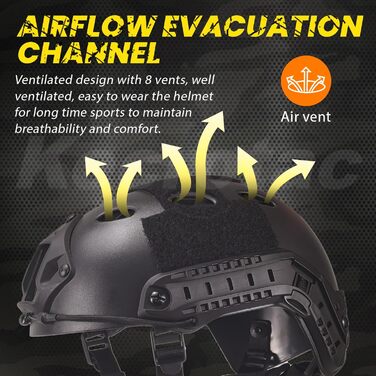 Армійський шолом у стилі SWAT Combat PJ Fast для CQB, страйкболу, пейнтболу, стрільби чорного кольору