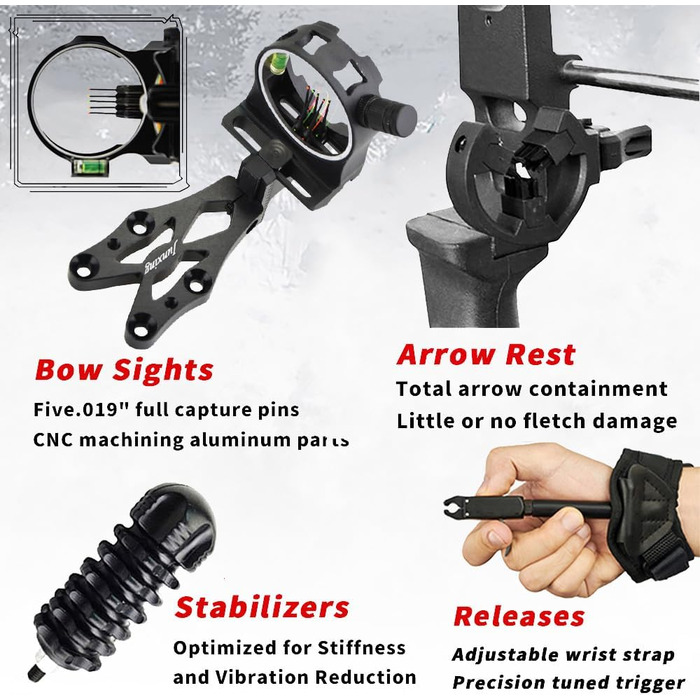 Набір складених луків ZSHJGJR – регульований мисливський та спортивний лук 30–60 lb, 310 fps, для правшів, синій