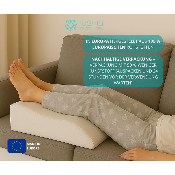 Подушка для ніг з м&39якою піною, ортопедична подушка для ніг з чохлом, який можна прати, для підтримки ніг та при поганому кровообігу (біла тканина)