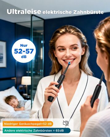 Електрична зубна щітка з обертанням для дорослих та дітей, 8 насадок (2 типи), 3 рівні інтенсивності, 5 режимів, з настінним тримачем та зарядною станцією, таймер чищення 2 хвилини, чорний колір, (в упаковці)