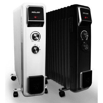 Масляний радіатор 2500 Вт з 3 режимами нагріву Термостат 11-реберний електричний нагрівальний елемент Енергозберігаючий масляний радіатор Захист від перегріву Електричний нагрівач Режим ECO 1000 1500 (чорний)