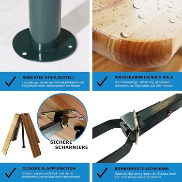 Комплект пивного намету BITUXX, комплект фестивального намету, пивний стіл, хрестовий стіл, стоячий стіл, Quattro, складаний, хрестоподібної форми, 241 см з підставкою для парасольки