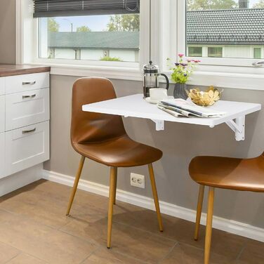 Настінний розкладний стіл uyoyous, дерево, 60 x 40 см, білий, компактний плаваючий стіл/столик для ноутбука, невеликий розкладний кухонний/обідній стіл для настінного кріплення