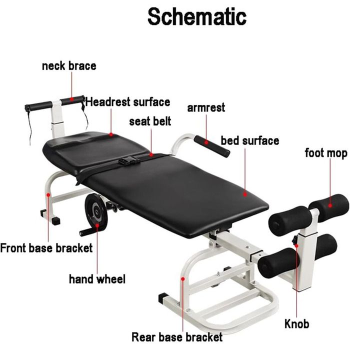 Шийне витягування, розгинання спини, Стіл для масажу попереку, Складаний масажний стіл, Стіл для витягування шийного та поперекового відділів хребта, Портативний пристрій для розтяжки поперекового відділу хребта, шириною 48 см