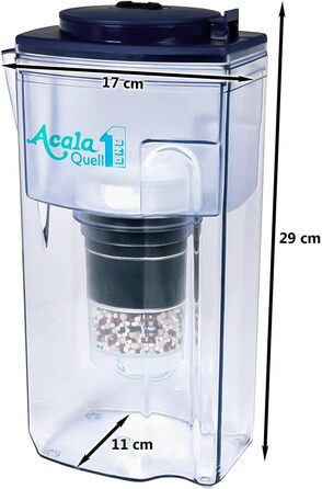 Фільтр для води AcalaQuell One Темно-синій Фільтр для води з активованим вугіллям Найвища продуктивність фільтра - багатошаровий Без BPA та BPB ReNaWa - Технологія Створює смачну, заспокійливу воду