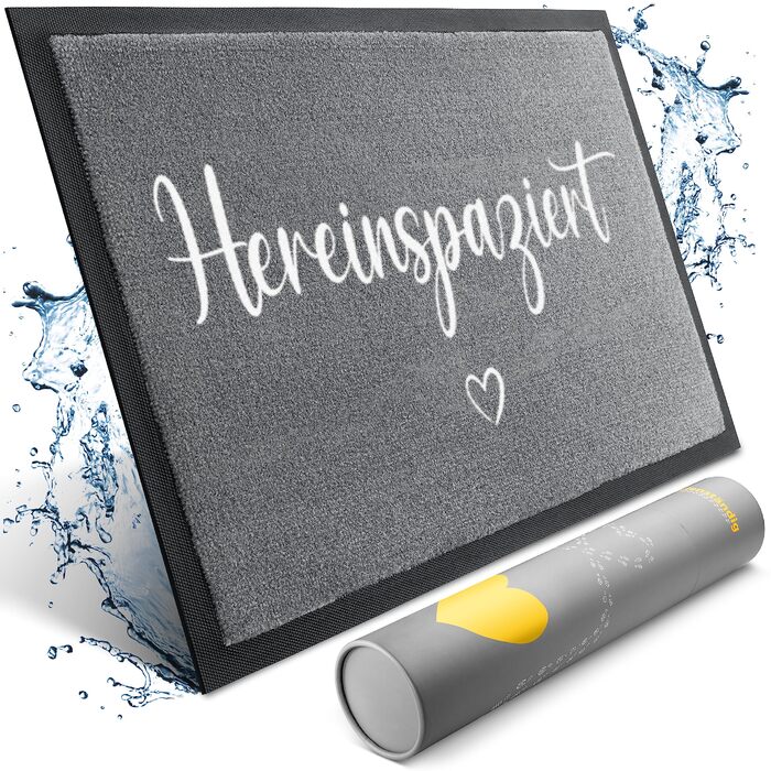 Килимок для дверей Welcome можна прати в пральній машині 40x60 см - ідеальний розмір для вхідних дверей. Килимок для внутрішнього використання, килимок для вітальні з написом &quotWelcome&quot та серцем, 40 x 60 см (прямокутний)