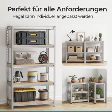 Надміцний стелаж RODO, комплект з 2 шт., підвальний стелаж, стелаж для зберігання, 40 x 90 x 180 см, стелаж зі сталевою рамою, вантажопідйомність до 875 кг кожен, 5 регульованих полиць, сріблястий