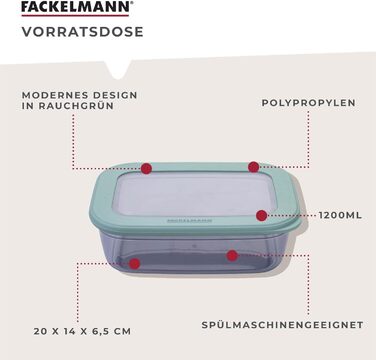 Контейнер для зберігання Fackelmann 1200 мл прозорий контейнер з кришкою, ідеальний для подорожей, безпечний для миття в посудомийній машині, контейнер для приготування їжі 1200 мл