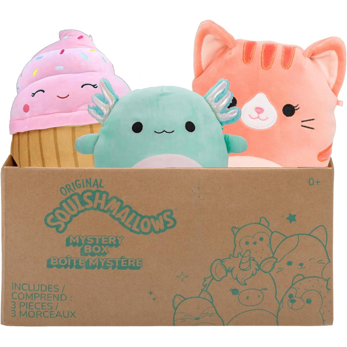 М&39які іграшки SQCR04665 - Таємнича коробка, містить 3 м&39які іграшки-сюрпризів розміром 20 см, офіційні плюшеві іграшки Jazwares, таємничий набір з 3 плюшевих іграшок 20,3 см Таємнича коробка