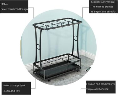 Підставка для парасольки AAADRESSES, окремо стоячий тримач для парасольки, зі знімним піддоном для крапель, полиця для зберігання парасольки, декор домашнього офісу чорний чорний 21 отвір24гачок