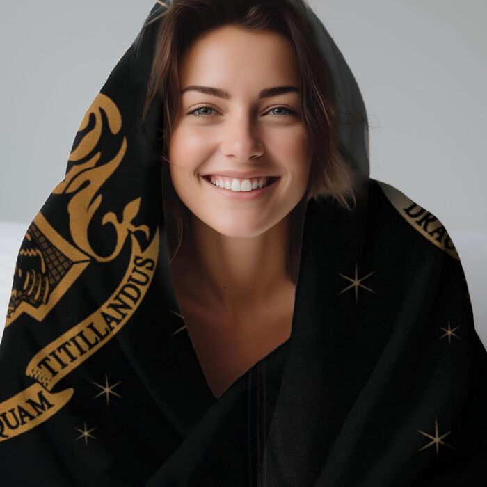 Плед з Гаррі Поттером 150x200 см Плед з коралового флісу з гербом Хоґвортсу, м&39який, для дітей та дорослих Подарунковий плед, чорний