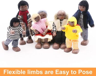 Ігровий набір із 8 дерев&39яних сімейних ляльок SumDirect, дерев&39яні ляльки для сім&39ї ляльок, дитяча іграшка для лялькового будиночка (стиль 4)