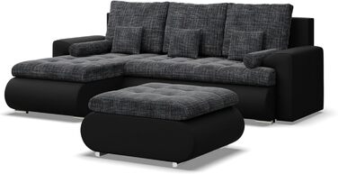 Кутовий диван з функцією сну та 3 відділеннями для зберігання FORESTA 300x89x200 (ШxВxГ) Cord - Зелений - Пуф правий Кутовий диван, U-подібний диван, диван для вітальні, дивани та кушетки, кутовий розкладний диван правий Cord - Зелений (Poso 047)