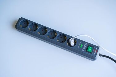 Подовжувач Brennenstuhl на 6 розеток із захистом від перенапруги та кабелем 1,5 м (багаторозеткова розетка Eco-Line з вимикачем і