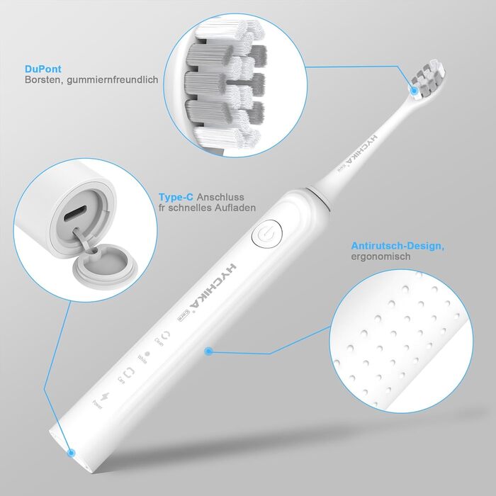 Електрична зубна щітка для дорослих з акумулятором до 240 днів роботи, 8 змінних насадок, акумуляторна, 3 режими чищення, таймер на 2 хвилини, водонепроникність IPX7, ідеальний подарунок для сім'ї, біла