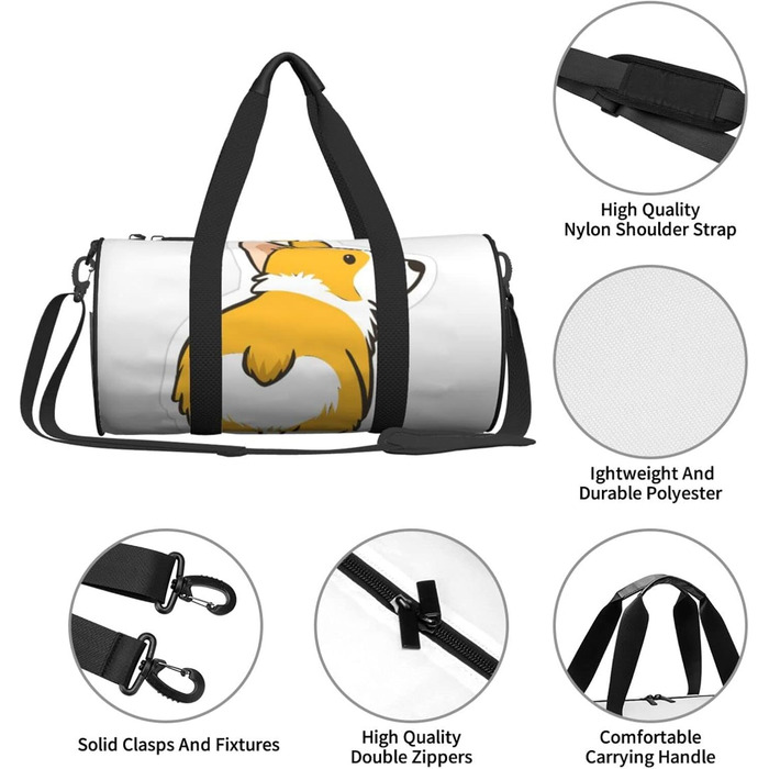 Містка дорожня сумка, легка та довговічна, ідеальний подарунок для подорожей, відпустки, ділових поїздок та іншого. З милим дизайном коргі. Універсальний розмір.