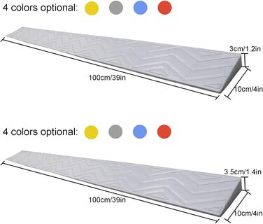 Дверні пандуси, Переносні пандуси для порогів, Пандус для інвалідних візків Портативний бордюрний пандус для внутрішніх дверей роботів, Нековзний суцільний пороговий пандус для інвалідних візків, крій (колір сірий, 100x10x3,5 см/39x4x1,4 дюйма сірий