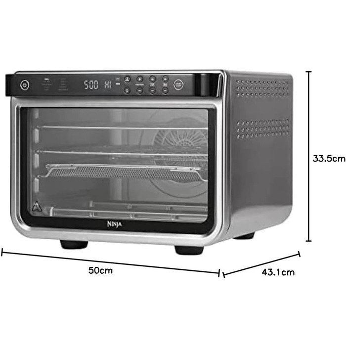 Багатофункціональна духова шафа Ninja Foodi 10-в-1, міні-портативна духова шафа для стільниць, багатофункціональна духова шафа з 10 функціями приготування Смаження на повітрі, смаження, гриль, запікання та багато іншого, срібло/чорний DT200EU міні-піч 10-