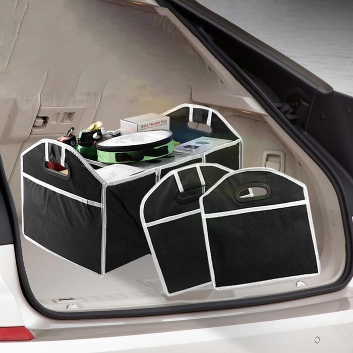 Органайзер для багажника, універсальна складана сумка для зберігання, автомобільний вантажний органайзер з 3 відділеннями, портативне рішення для зберігання речей в авто для позашляховиків, пікапів, фургонів, седанів, аксесуари для автомобілів