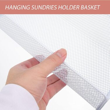 Настінна полиця Cabilock з металевої сітки білого кольору - міцний кошик для зберігання з підвісним пристроєм для ліжка, тумбочки та офісу, підвісна полиця для книг, косметики, пультів дистанційного керування (свердління не потрібне)