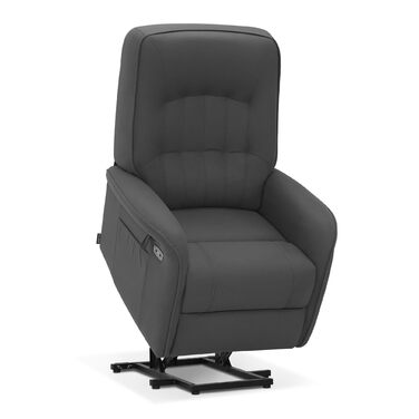 Крісло для телевізора M MCombo з електричним підйомником, 2 двигуни, з масажем та підігрівом, реклайнер з функцією лежання до 160, подушка сидіння з повного пінополіуретану 35D 7584 (мікрофібра, сірий)
