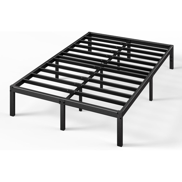 Каркас ліжка Zinus Elias 140x200 см - Металеве ліжко 140x200 з металевою рейковою основою - Платформа заввишки 36 см з простором під нею - Не потрібна пружинна основа - Легке складання - Чорний