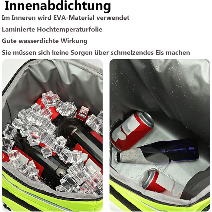 Велика сумка-холодильник 33 л, водонепроникний ізольований рюкзак-холодильник, рюкзак для пікніка з холодним пивом та відділенням для охолодження, кошик для пікніка на 2-4 особи, портативний автомобільний холодильник (чорний)