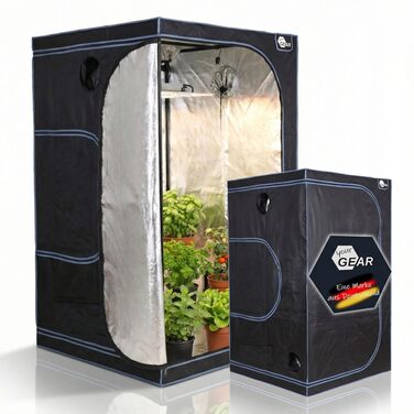 Гроубокс для вирощування рослин у приміщенні Непроникне для світла теплиця з контролем клімату Внутрішнє покриття з відбиваючого Mylar Міцний гроутент 120x120x200 см / Чорний, 120x120x200