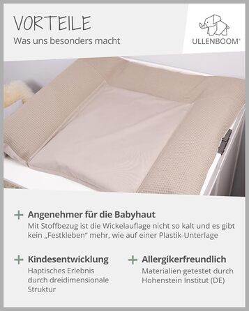 Чохол на пеленальний килимок 75x85 см пісочний (Made in EU) - знімний чохол на пеленальний килимок 85x75, дитячий чохол на пеленал
