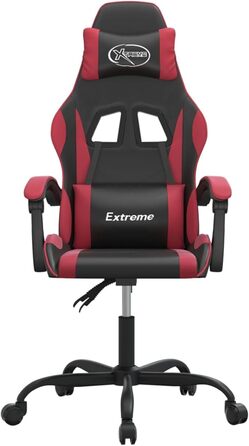 Зручне ігрове крісло з функцією масажу, чорний/бордовий, штучна шкіра, поворот на 360, модель 349574