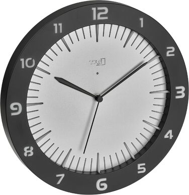 Аналоговий настінний годинник TFA Dostmann Lumoclock з LED-підсвіткою, 60.3553, 9 кольорів, 3D-цифри, радіосинхронізація, 30 см, сірий