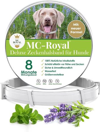 Нашийник від кліщів MC-Royal Deluxe для собак - 100 натуральні інгредієнти - до 8 місяців надійного захисту від кліщів