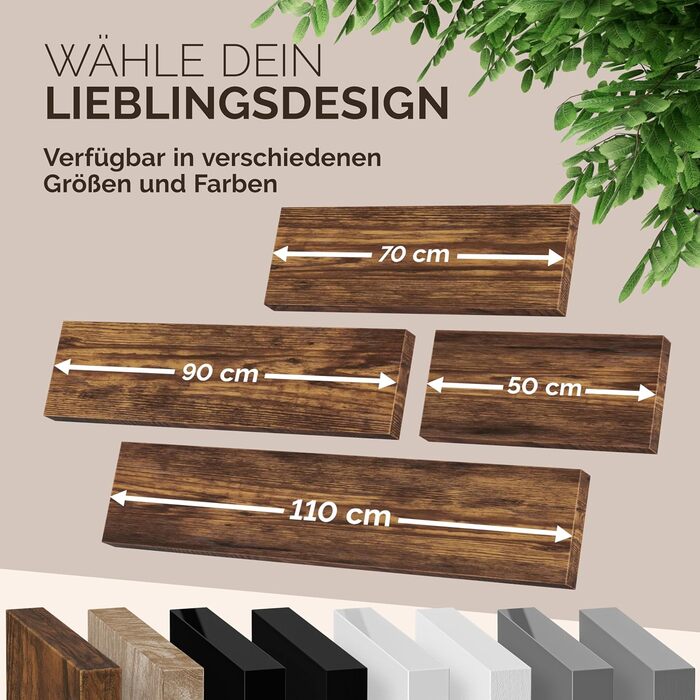 Настінна полиця Casaria, дерево, темний дуб, полиця з кронштейном, вантажопідйомність 15 кг, підвісна полиця, кухня, вітальня, коридор, плаваюча настінна полиця, книжкова полиця, плаваюча полиця, 90 см, 1 темний дуб
