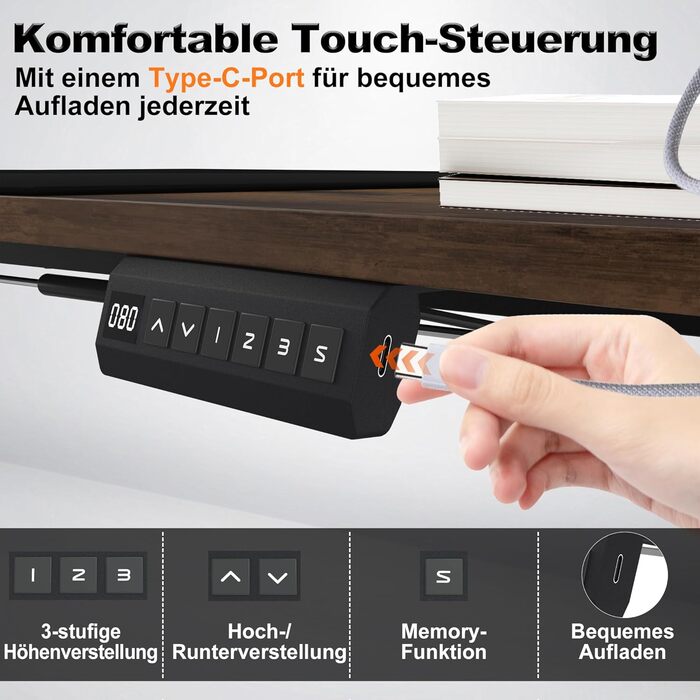 Стіл з регульованою висотою 120 x 60 см Комп&39ютерний стіл для роботи стоячи, ігровий стіл Офісний стіл Навчальний стіл для ноутбука Письмовий стіл з лотком для кабелів та гачком для навушників (клен) 120 x 60 см клен