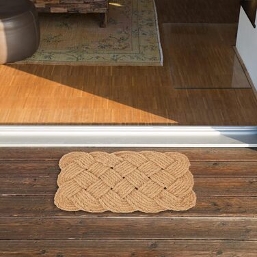 Килимок для дверей Relaxdays Coconut, з вузлуватим візерунком, 75 x 45 см, ручної роботи, двосторонній, натуральний
