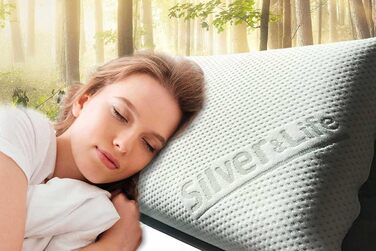 Ортопедична подушка для шиї Silver Neck - в&39язкопружна подушка, подушка з піни з ефектом пам&39яті з чохлом Silver & Life - 70x34 см - висота 13 см 70 x 34 см, висота 13 см