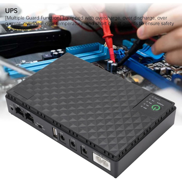 Джерело безперебійного живлення (UPS) 10400mAh, портативне, високої ємності з кількома вихідними роз'ємами для роутера/модему (EU-штекер, 85-265V)